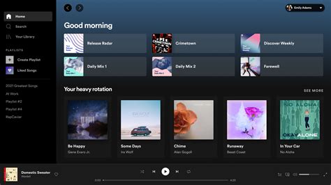 Spotify application on computer